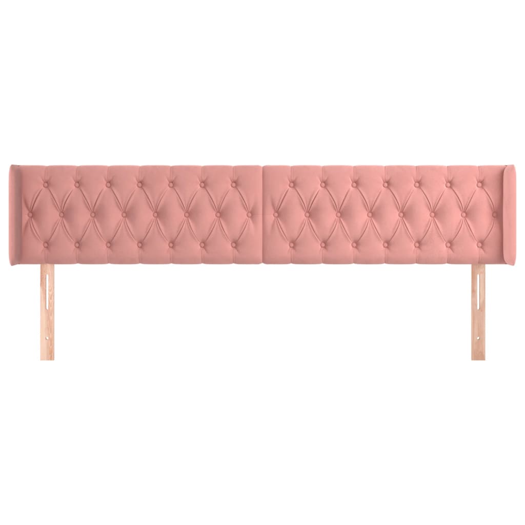 vidaXL Tăblie de pat cu aripioare roz 183x16x78/88 cm catifea