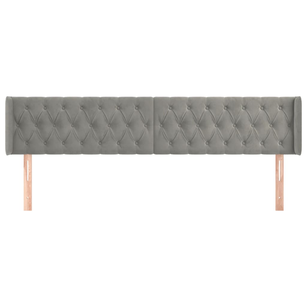 vidaXL Tăblie de pat cu aripioare gri deschis 203x16x78/88 cm catifea vidaXL Tăblie de pat cu aripioare gri deschis 203x16x78/88 cm catifea