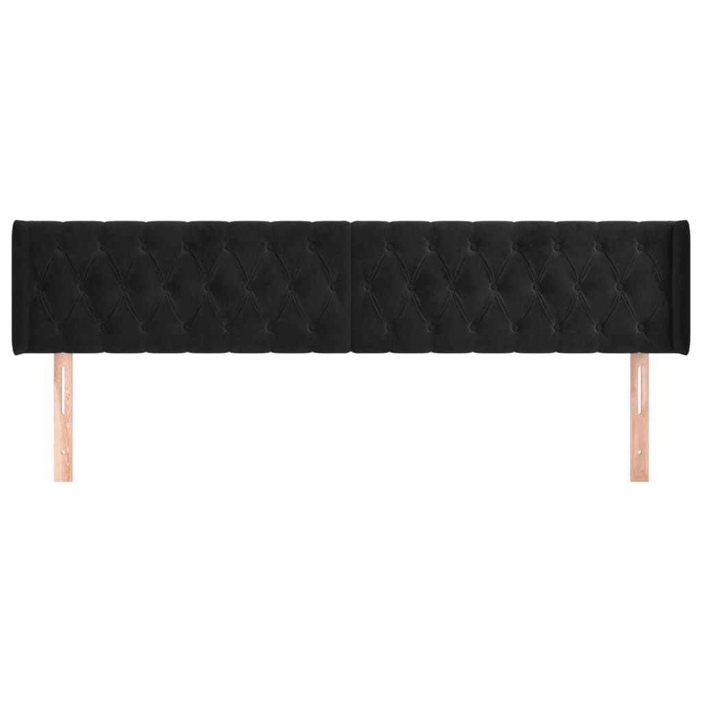 vidaXL Tăblie de pat cu aripioare negru 203x16x78/88 cm catifea