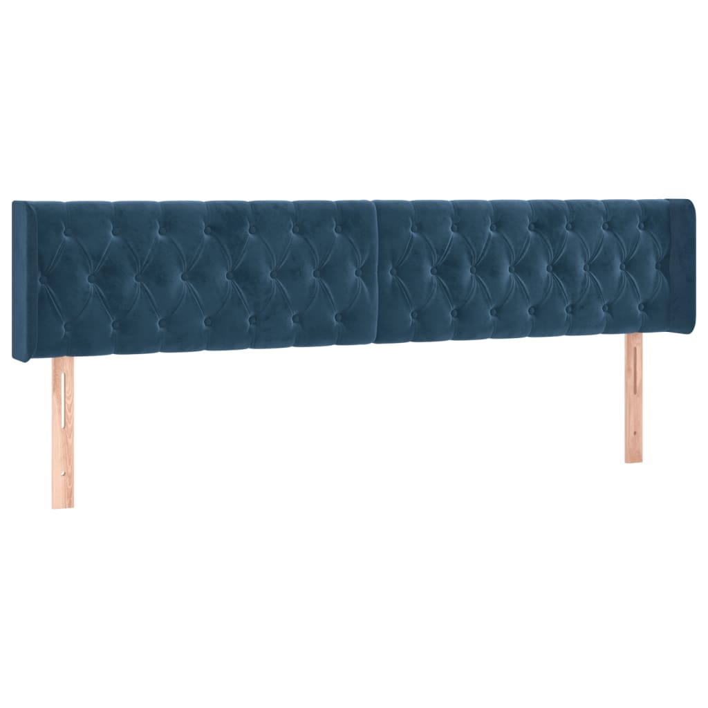 vidaXL Tăblie pat cu aripioare albastru închis 203x16x78/88 cm catifea
