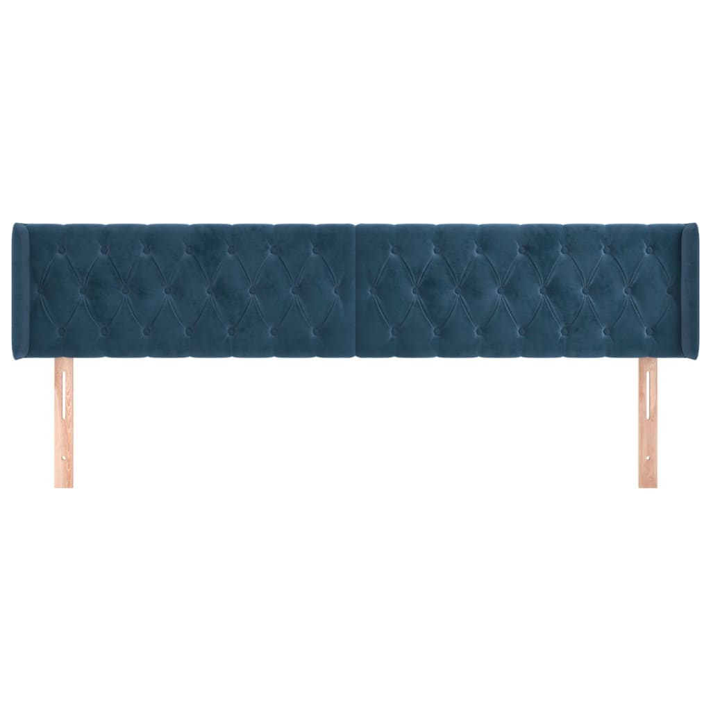 vidaXL Tăblie pat cu aripioare albastru închis 203x16x78/88 cm catifea
