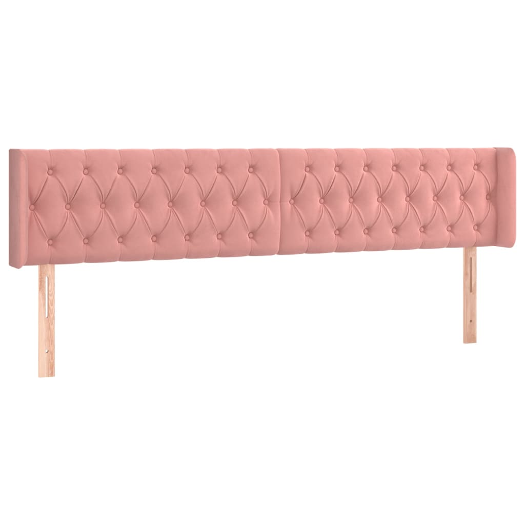 vidaXL Tăblie de pat cu aripioare roz 203x16x78/88 cm catifea