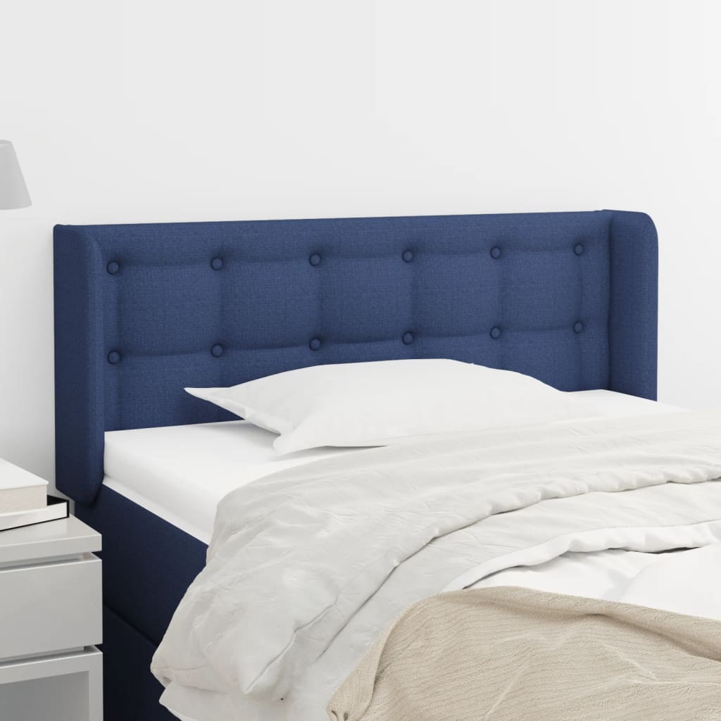 vidaXL Tăblie de pat cu aripioare albastru 83x16x78/88 cm textil vidaXL Tăblie de pat cu aripioare albastru 83x16x78/88 cm textil