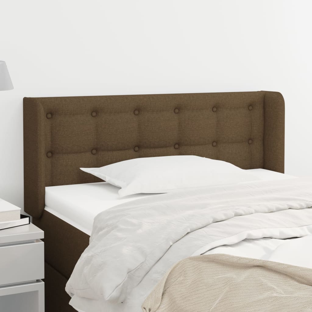 vidaXL Tăblie de pat cu aripioare maro închis 103x16x78/88 cm textil