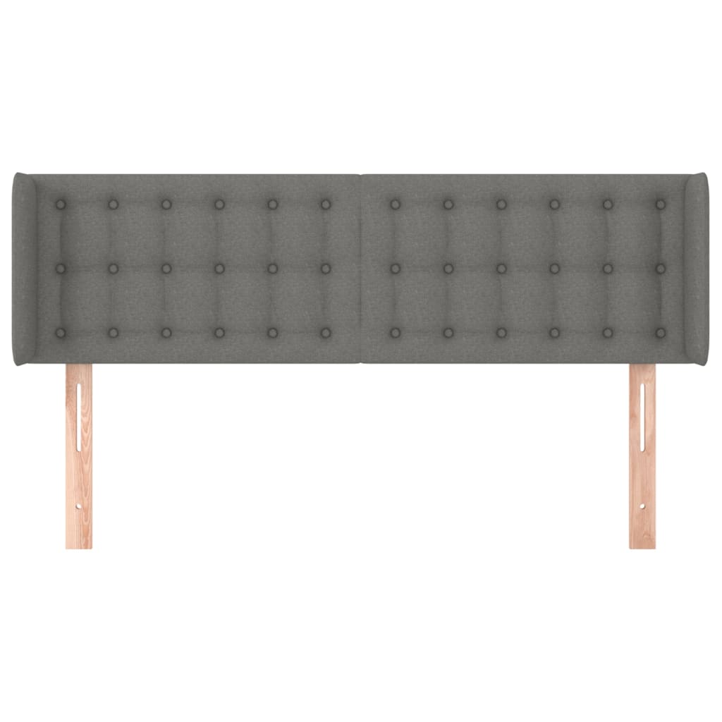 vidaXL Tăblie de pat cu aripioare gri închis 147x16x78/88 cm textil