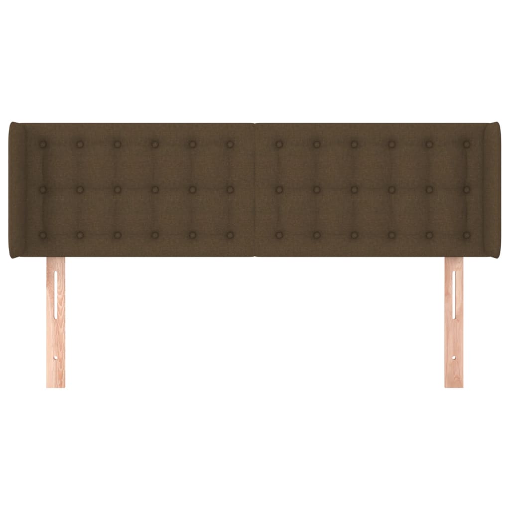 vidaXL Tăblie de pat cu aripioare maro închis 147x16x78/88 cm textil