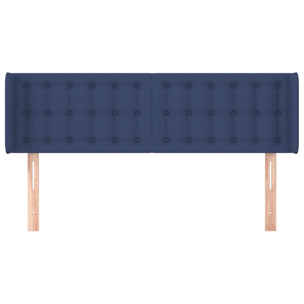 vidaXL Tăblie de pat cu aripioare, albastru, 147x16x78/88 cm textil vidaXL Tăblie de pat cu aripioare, albastru, 147x16x78/88 cm textil
