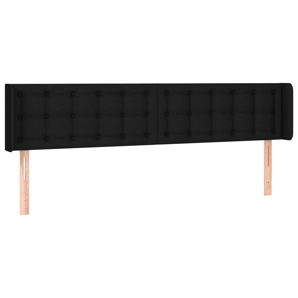 vidaXL Tăblie de pat cu aripioare negru 163x16x78/88 cm textil