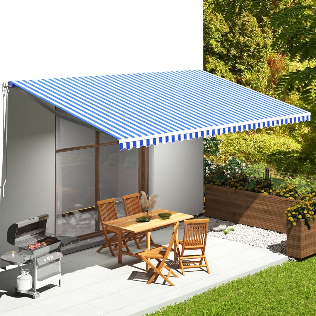 vidaXL Pânză de rezervă copertină, albastru și alb, 6x3,5 m vidaXL Pânză de rezervă copertină, albastru și alb, 6x3,5 m