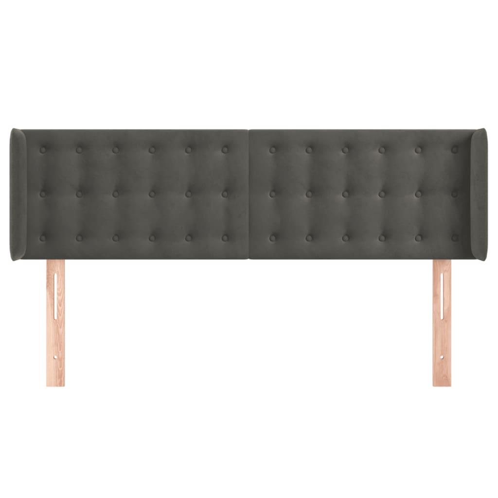 vidaXL Tăblie de pat cu aripioare gri închis 147x16x78/88 cm catifea