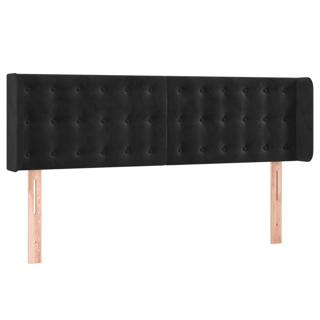 vidaXL Tăblie de pat cu aripioare negru 147x16x78/88 cm catifea
