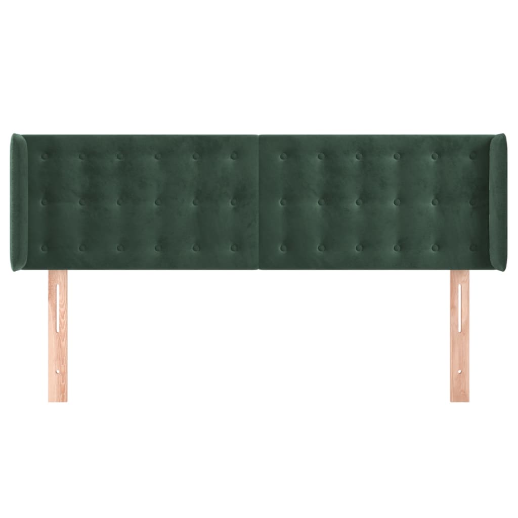 vidaXL Tăblie de pat cu aripioare verde închis 147x16x78/88 cm catifea