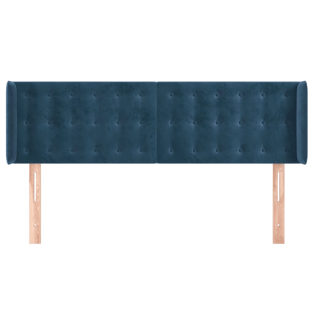 vidaXL Tăblie pat cu aripioare albastru închis 147x16x78/88 cm catifea