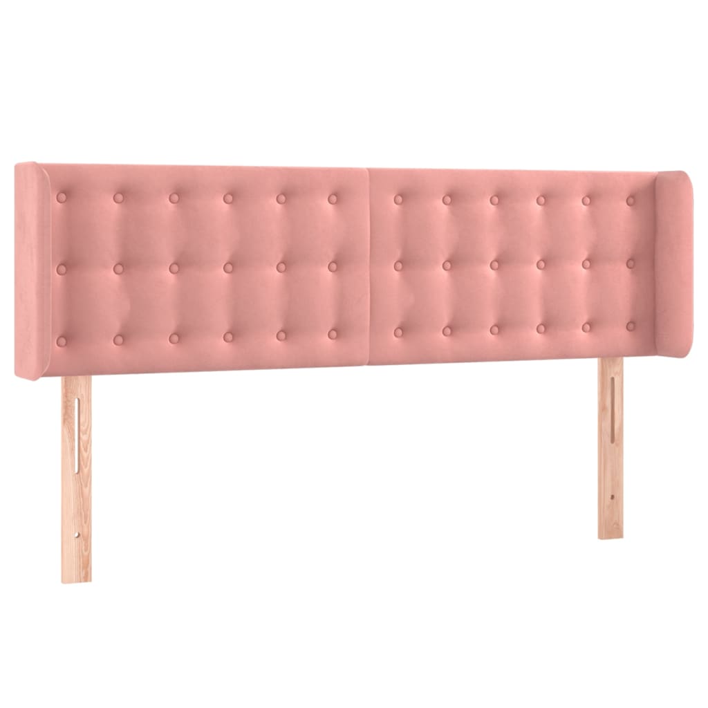 vidaXL Tăblie de pat cu aripioare roz 147x16x78/88 cm catifea