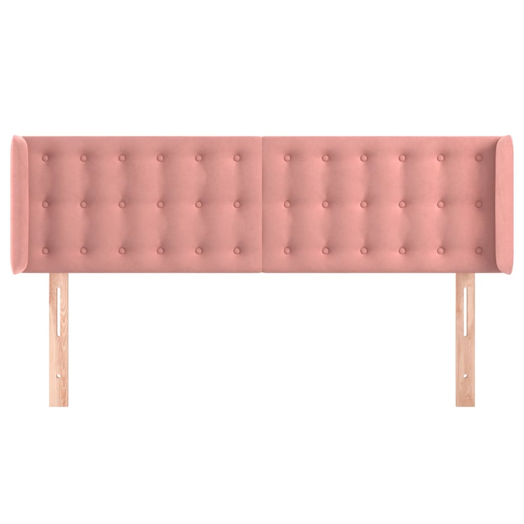 vidaXL Tăblie de pat cu aripioare roz 147x16x78/88 cm catifea