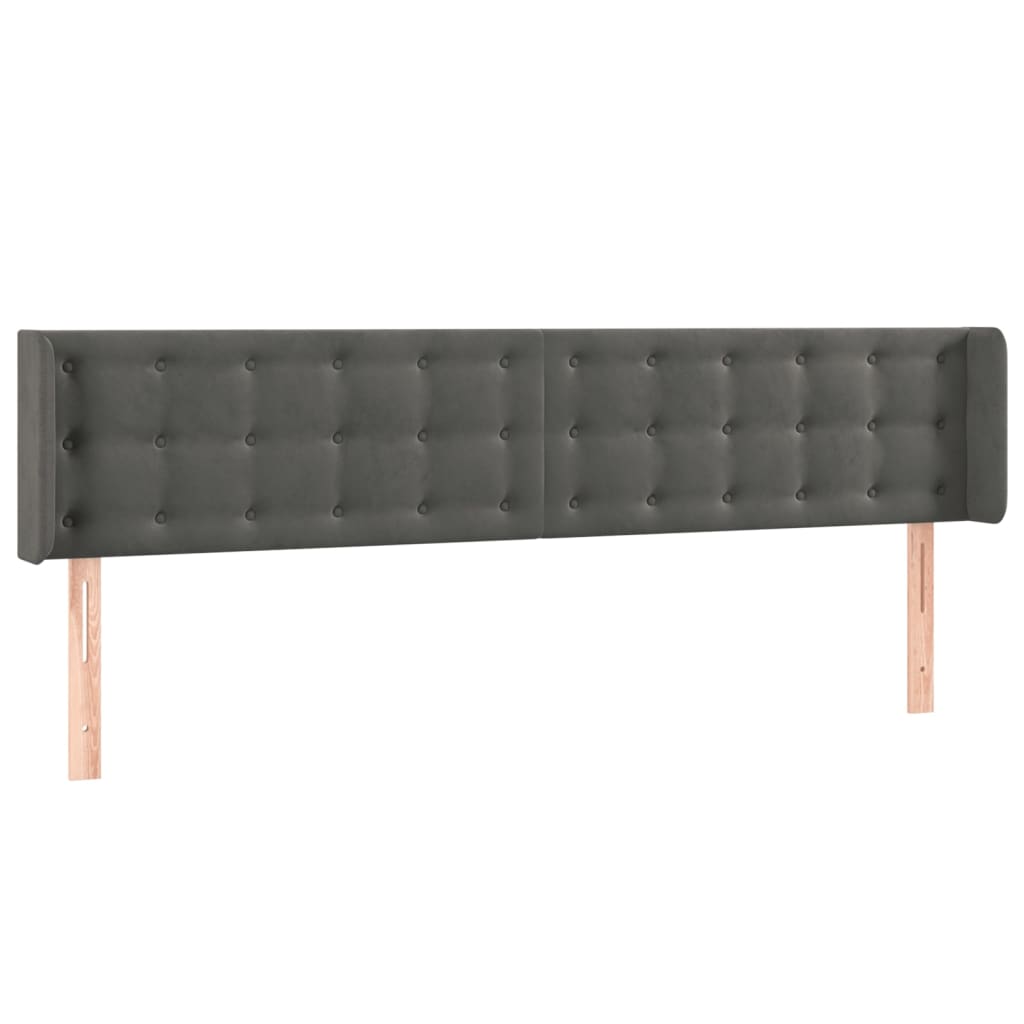vidaXL Tăblie de pat cu aripioare gri închis 163x16x78/88 cm catifea vidaXL Tăblie de pat cu aripioare gri închis 163x16x78/88 cm catifea