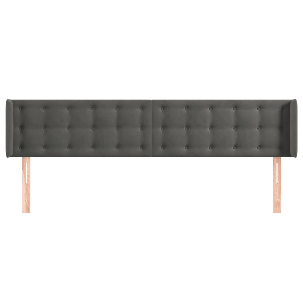 vidaXL Tăblie de pat cu aripioare gri închis 163x16x78/88 cm catifea vidaXL Tăblie de pat cu aripioare gri închis 163x16x78/88 cm catifea