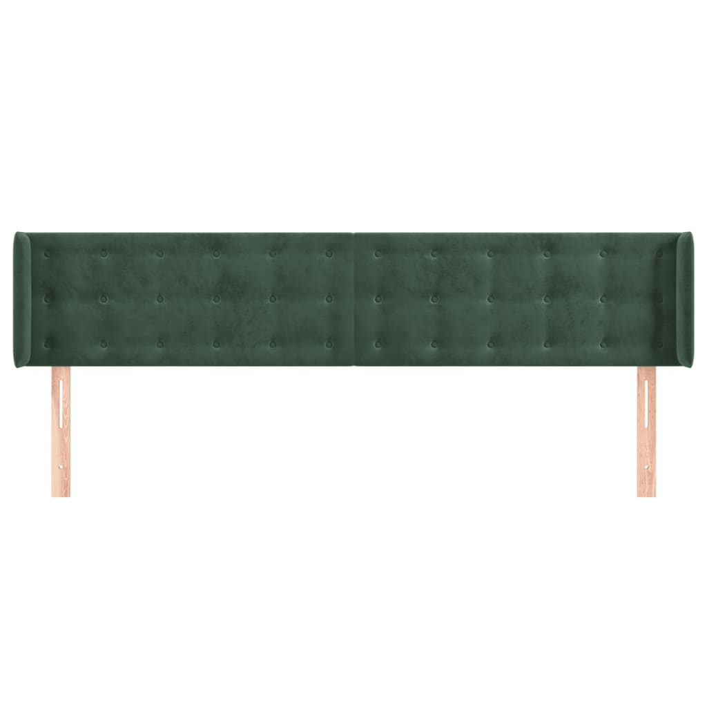 vidaXL Tăblie de pat cu aripioare verde închis 163x16x78/88 cm catifea