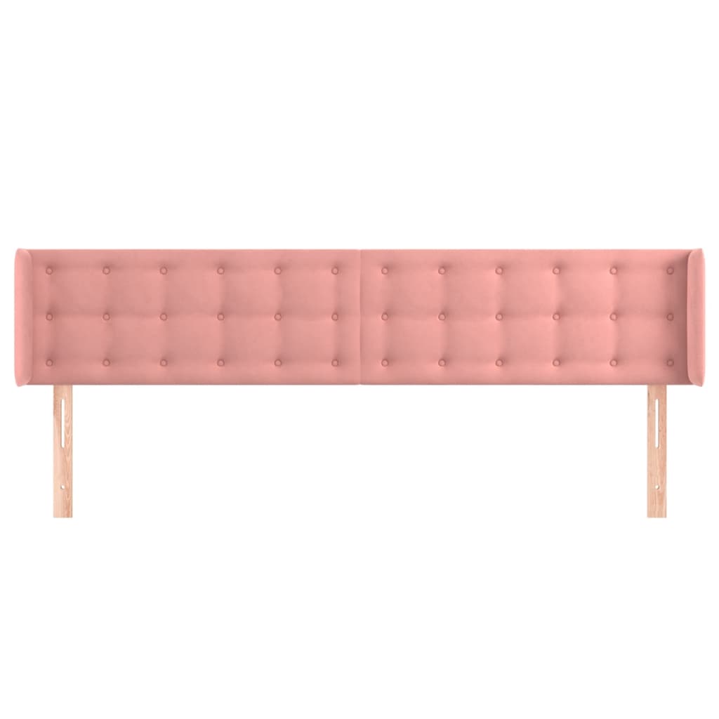 vidaXL Tăblie de pat cu aripioare roz 163x16x78/88 cm catifea