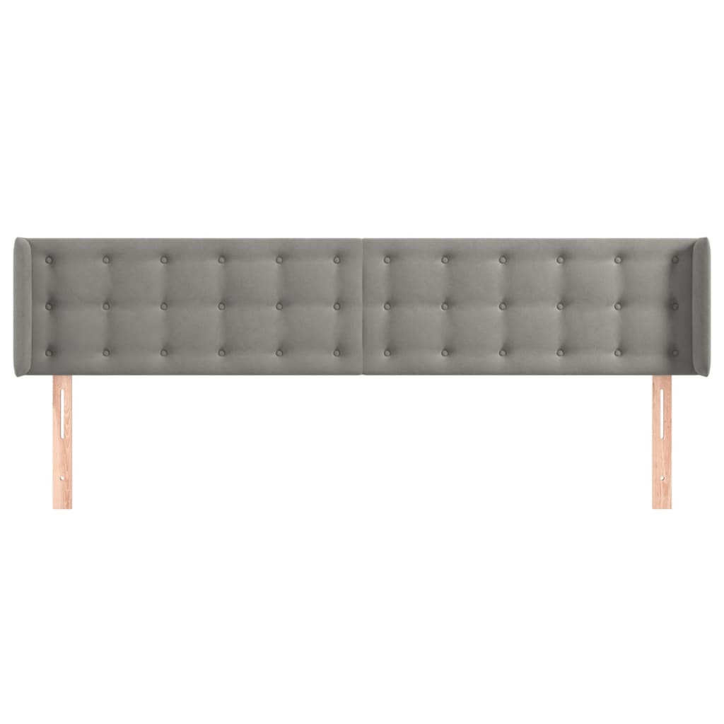 vidaXL Tăblie de pat cu aripioare gri deschis 183x16x78/88 cm catifea vidaXL Tăblie de pat cu aripioare gri deschis 183x16x78/88 cm catifea