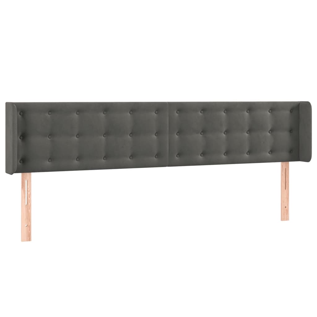 vidaXL Tăblie de pat cu aripioare gri închis 183x16x78/88 cm catifea vidaXL Tăblie de pat cu aripioare gri închis 183x16x78/88 cm catifea
