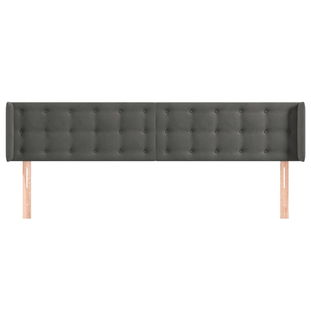 vidaXL Tăblie de pat cu aripioare gri închis 183x16x78/88 cm catifea vidaXL Tăblie de pat cu aripioare gri închis 183x16x78/88 cm catifea