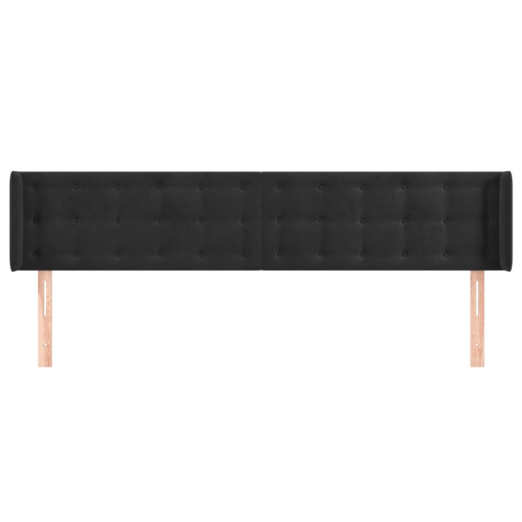 vidaXL Tăblie de pat cu aripioare negru 183x16x78/88 cm catifea