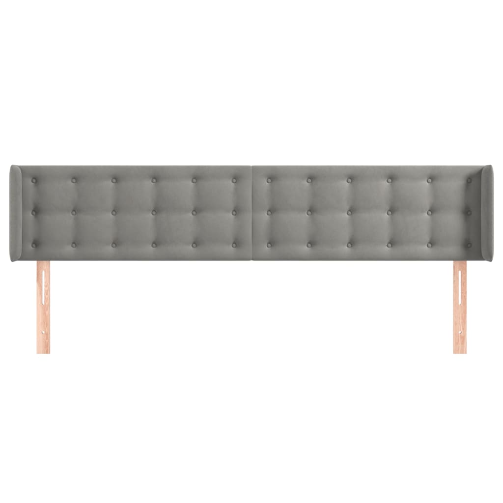 vidaXL Tăblie de pat cu aripioare gri deschis 203x16x78/88 cm catifea