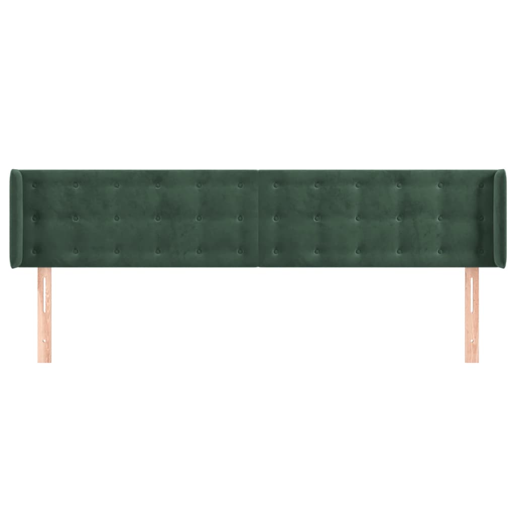 vidaXL Tăblie de pat cu aripioare verde închis 203x16x78/88 cm catifea
