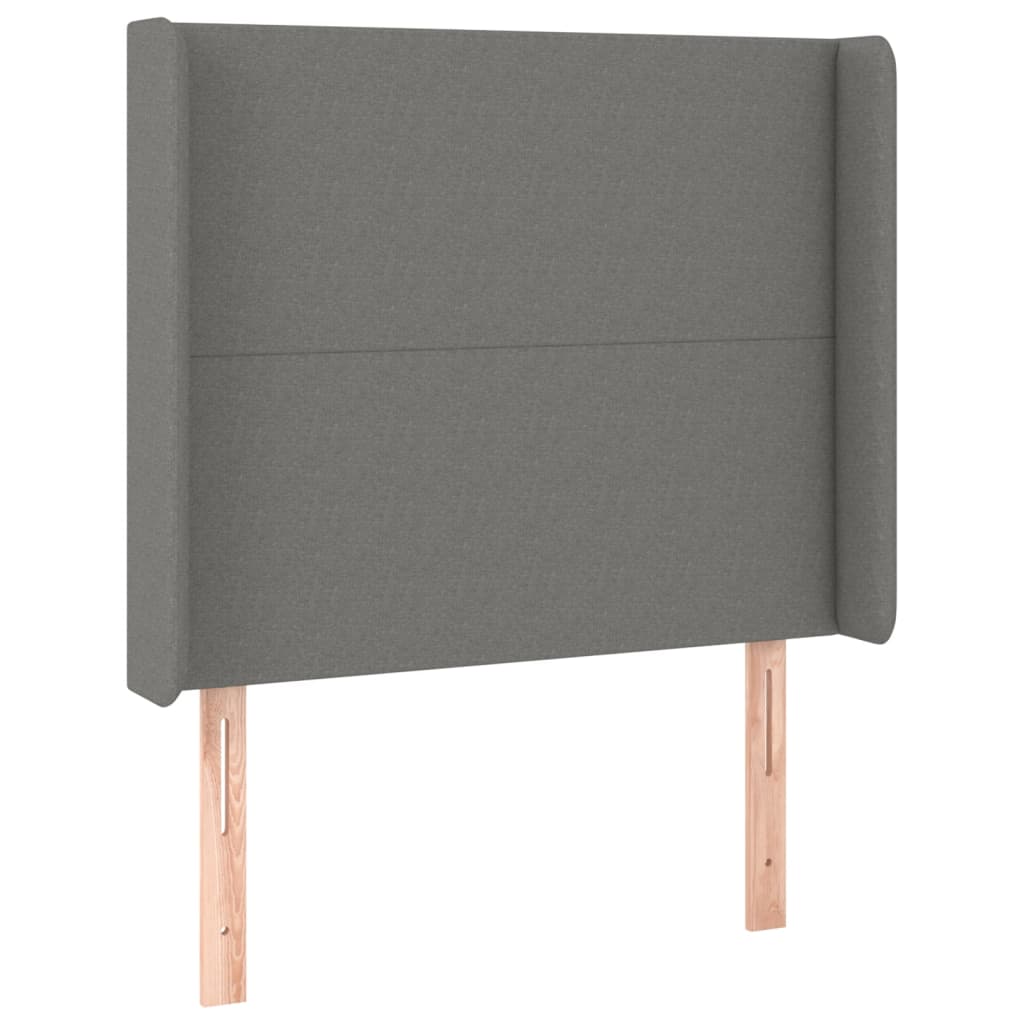 vidaXL Tăblie de pat cu aripioare gri închis 103x16x118/128 cm textil