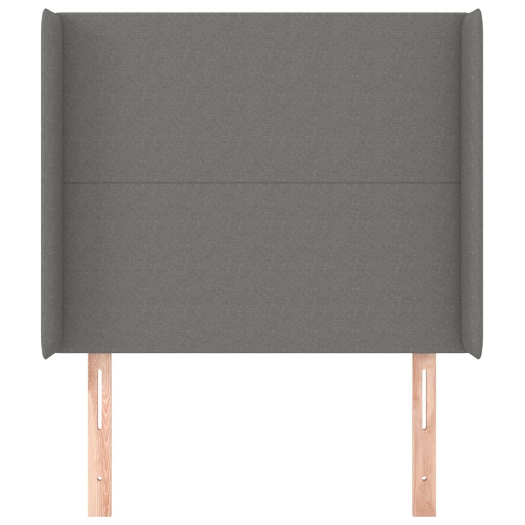 vidaXL Tăblie de pat cu aripioare gri închis 103x16x118/128 cm textil