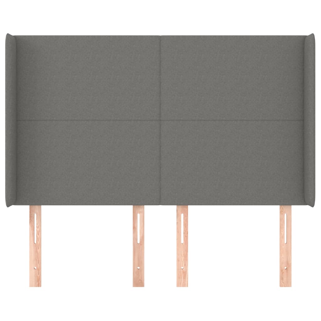 vidaXL Tăblie de pat cu aripioare gri închis 147x16x118/128 cm textil