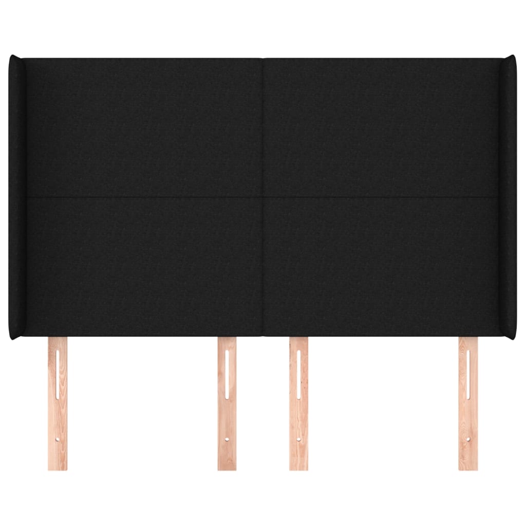 vidaXL Tăblie de pat cu aripioare, negru, 147x16x118/128 cm, textil