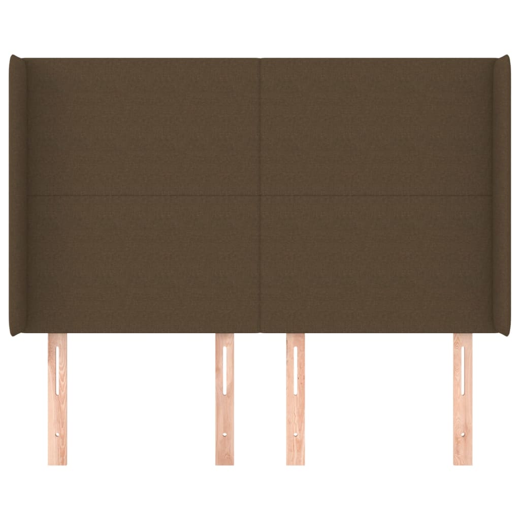 vidaXL Tăblie de pat cu aripioare maro închis 147x16x118/128 cm textil