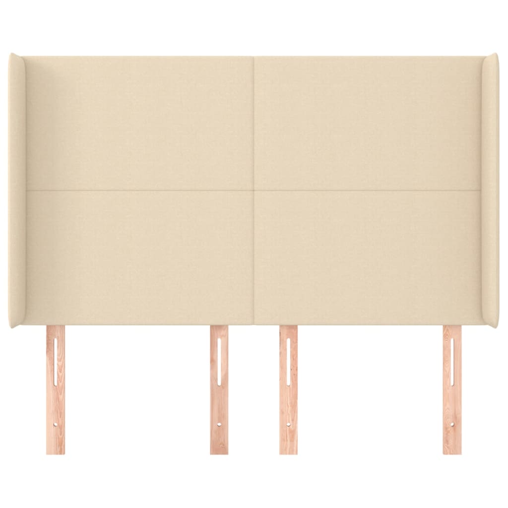 vidaXL Tăblie de pat cu aripioare, crem, 147x16x118/128 cm, textil