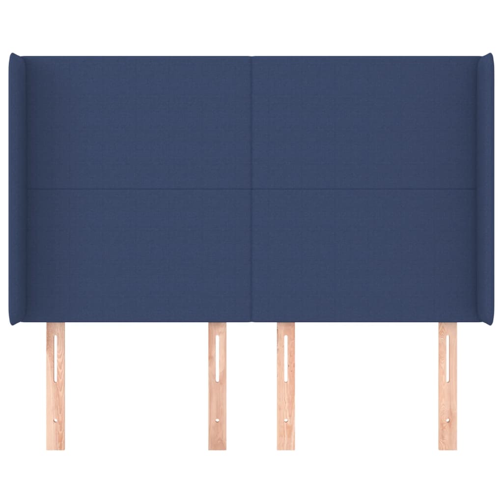vidaXL Tăblie de pat cu aripioare, albastru, 147x16x118/128 cm, textil