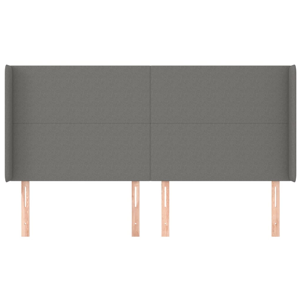 vidaXL Tăblie de pat cu aripioare gri închis 163x16x118/128 cm textil vidaXL Tăblie de pat cu aripioare gri închis 163x16x118/128 cm textil