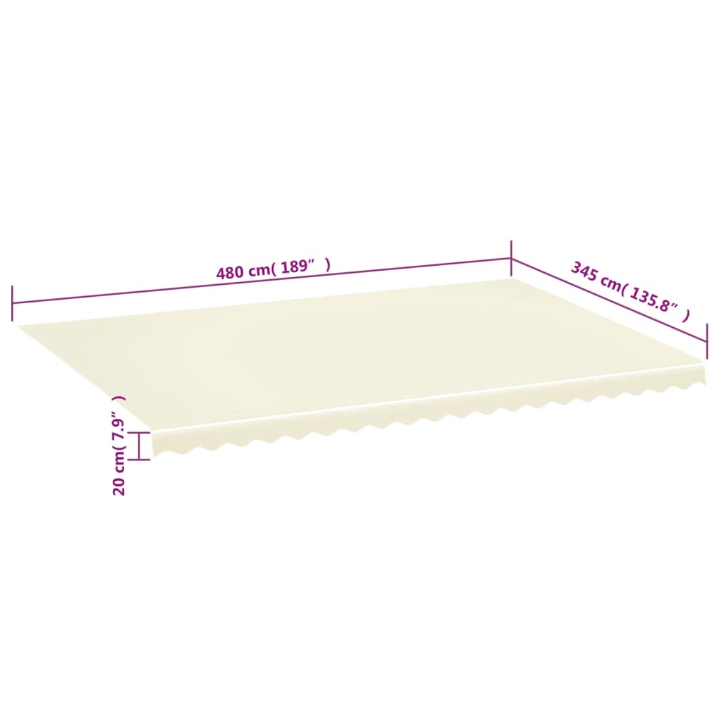 vidaXL Pânză de rezervă copertină, crem, 5x3,5 m vidaXL Pânză de rezervă copertină, crem, 5x3,5 m