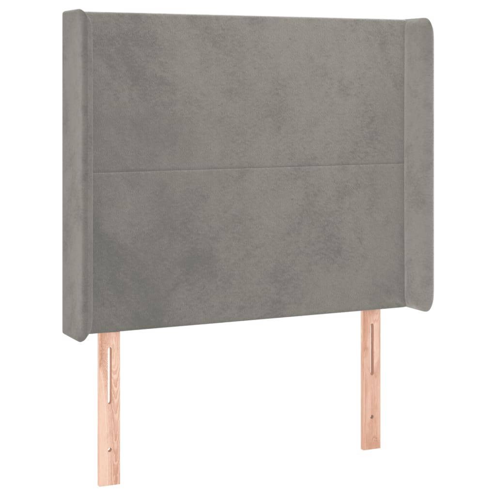 vidaXL Tăblie de pat cu aripioare gri deschis 83x16x118/128 cm catifea