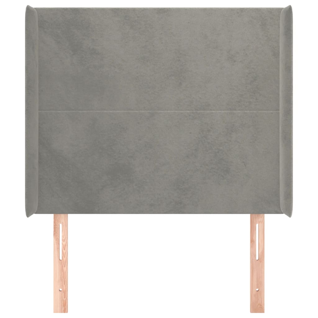 vidaXL Tăblie de pat cu aripioare gri deschis 83x16x118/128 cm catifea