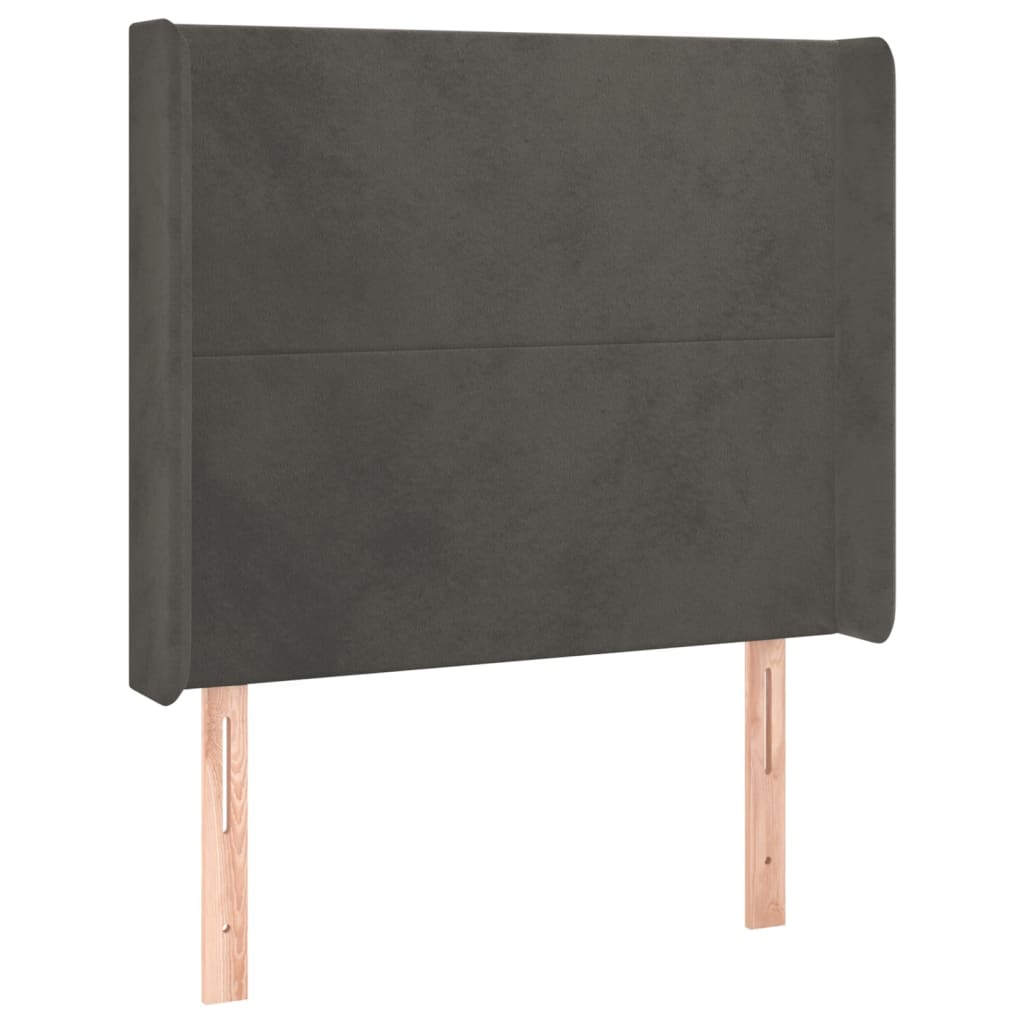 vidaXL Tăblie de pat cu aripioare gri închis 83x16x118/128 cm catifea vidaXL Tăblie de pat cu aripioare gri închis 83x16x118/128 cm catifea