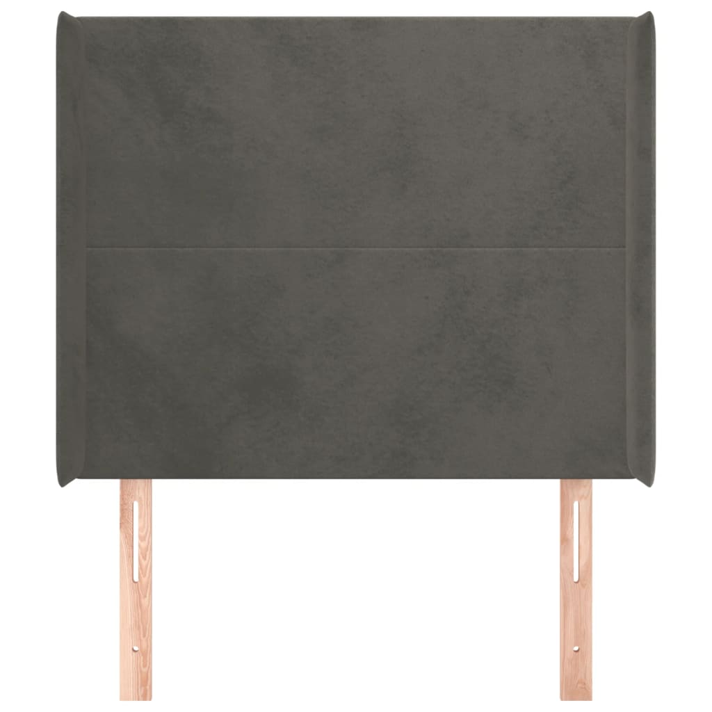vidaXL Tăblie de pat cu aripioare gri închis 83x16x118/128 cm catifea vidaXL Tăblie de pat cu aripioare gri închis 83x16x118/128 cm catifea