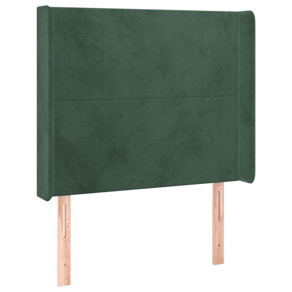 vidaXL Tăblie pat cu aripioare verde închis 83x16x118/128 cm catifea vidaXL Tăblie pat cu aripioare verde închis 83x16x118/128 cm catifea