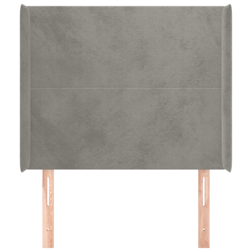 vidaXL Tăblie de pat cu aripioare gri deschis 93x16x118/128 cm catifea
