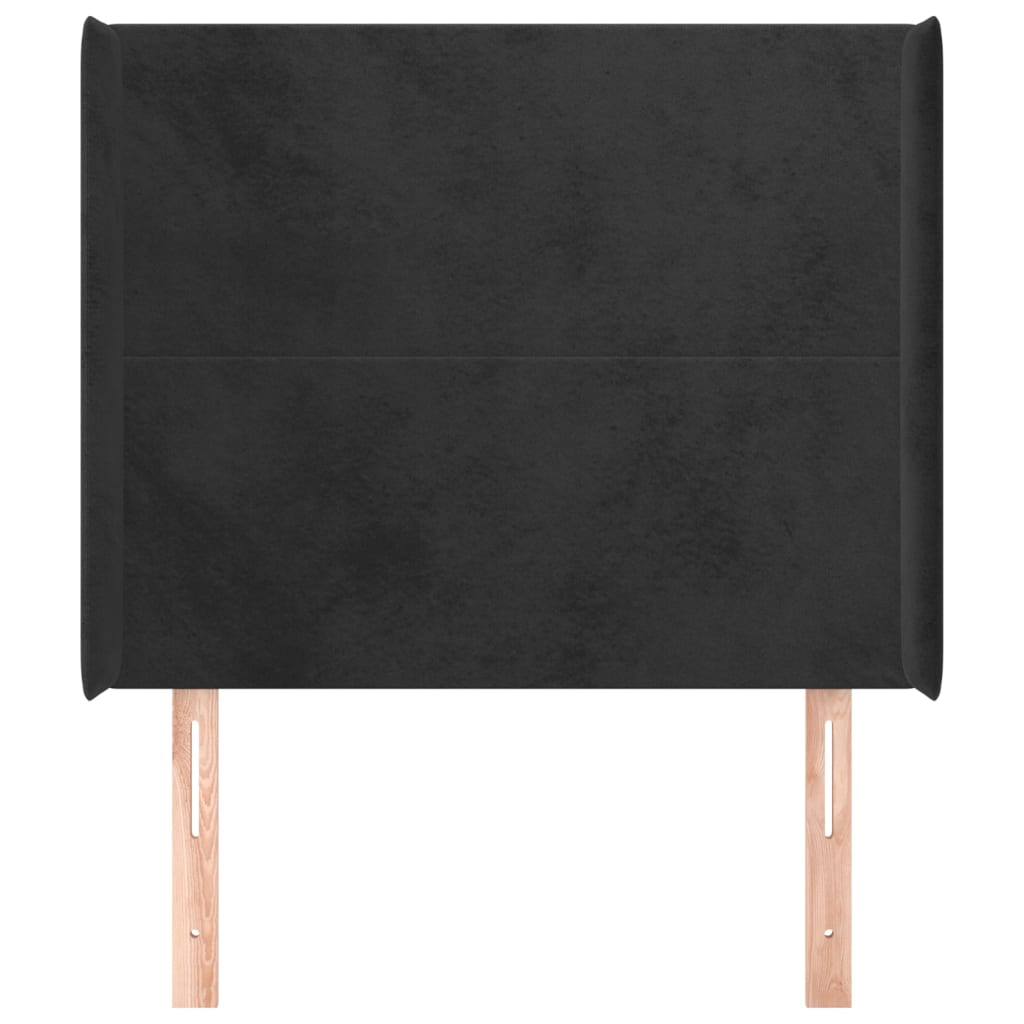 vidaXL Tăblie de pat cu aripioare, negru, 93x16x118/128 cm, catifea