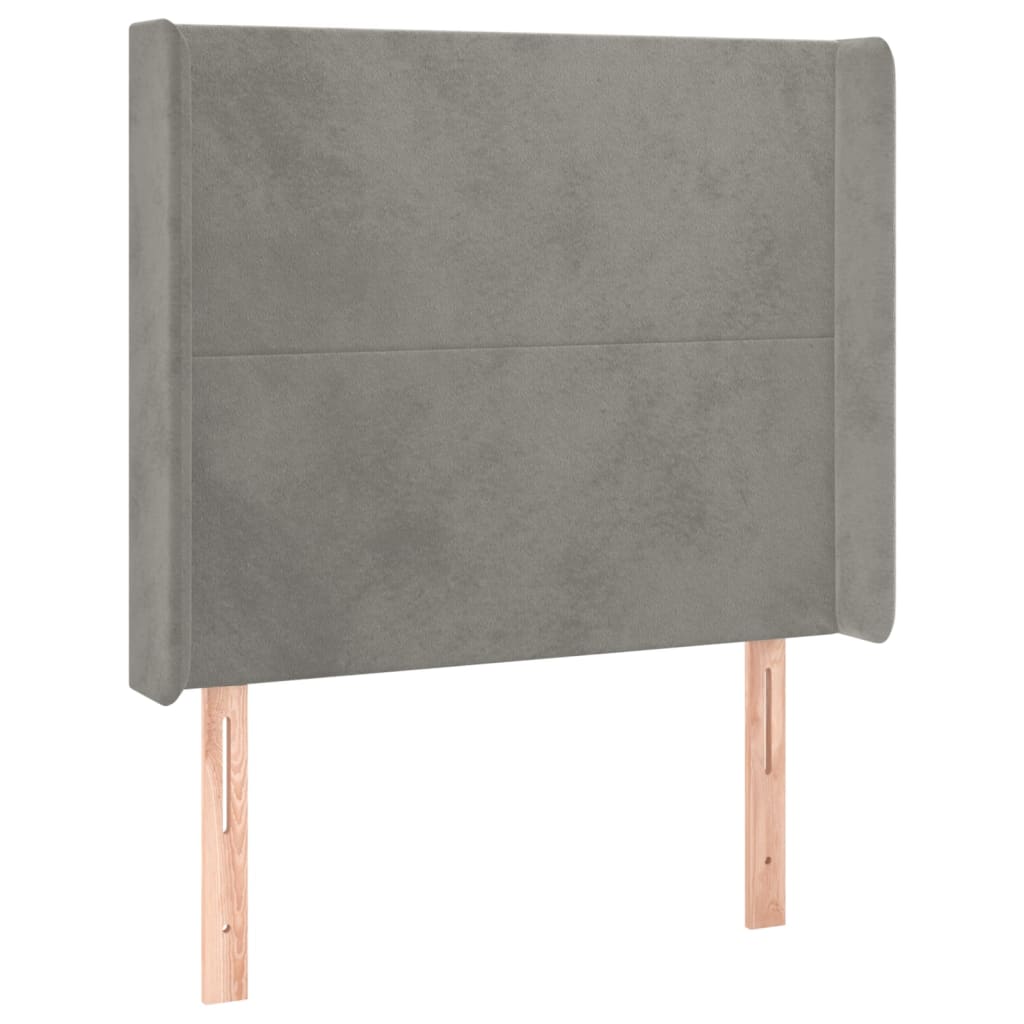 vidaXL Tăblie de pat cu aripioare gri deschis 103x16x118/128cm catifea vidaXL Tăblie de pat cu aripioare gri deschis 103x16x118/128cm catifea