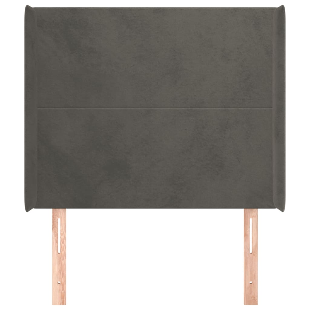 vidaXL Tăblie de pat cu aripioare gri închis 103x16x118/128 cm catifea