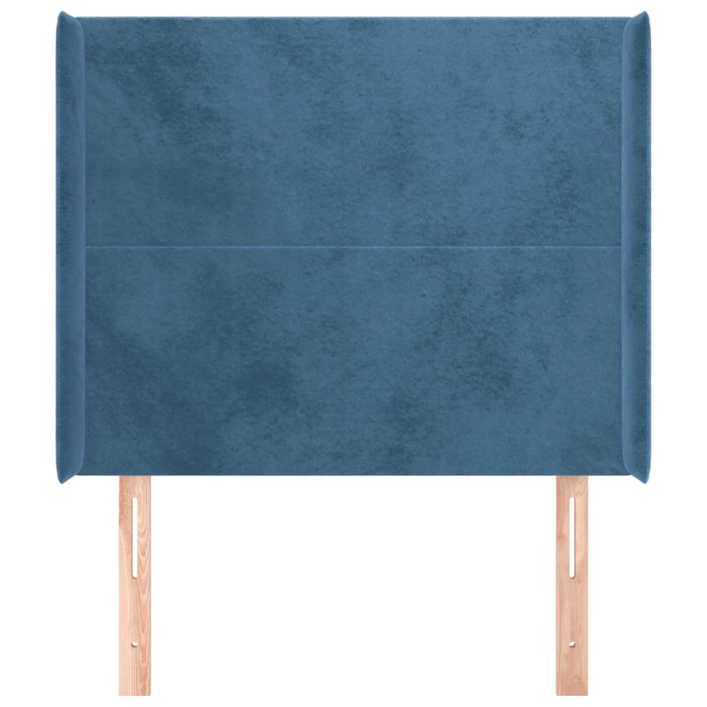 vidaXL Tăblie pat cu urechi albastru închis 103x16x118/128 cm catifea vidaXL Tăblie pat cu urechi albastru închis 103x16x118/128 cm catifea