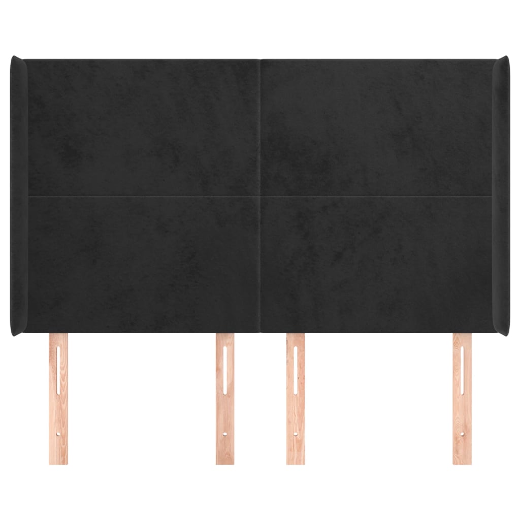 vidaXL Tăblie de pat cu aripioare, negru, 147x16x118/128 cm, catifea