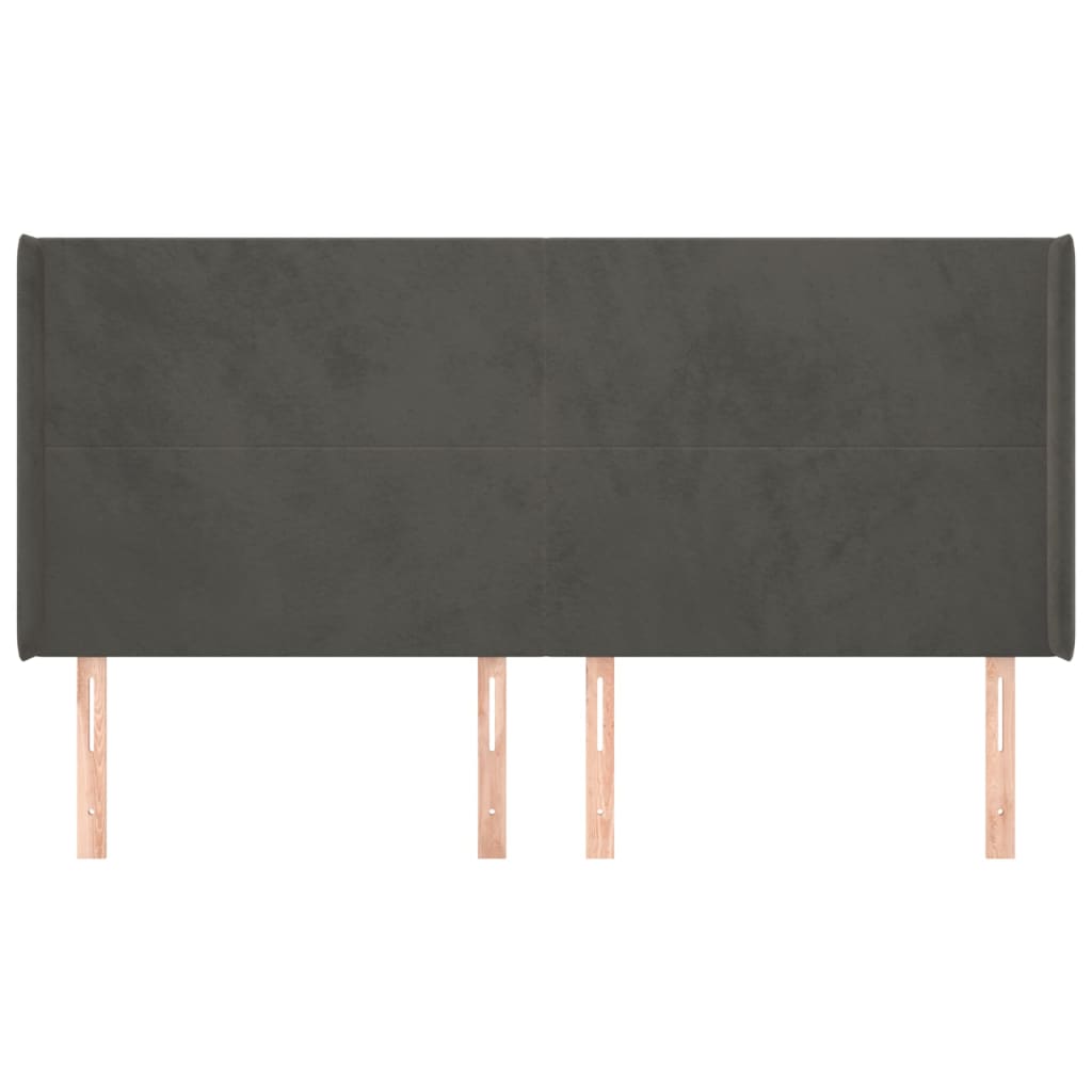 vidaXL Tăblie de pat cu aripioare gri închis 163x16x118/128 cm catifea vidaXL Tăblie de pat cu aripioare gri închis 163x16x118/128 cm catifea